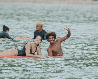 happy surfers