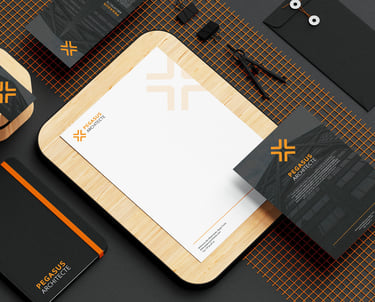 Mise en situation d'un logo sur différents éléments de papeterie