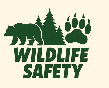 Wildlife Safety category banner with bear and pawprint — animal encounter safety, wilderness survival, outdoor awareness
