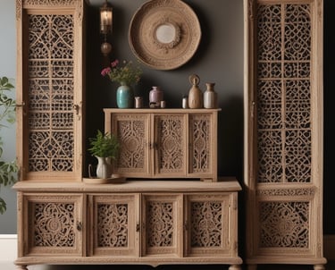 A modern, multi-story department store building with large glass windows displaying various brand names. The facade includes signs for different fashion and lifestyle brands. The structure is predominantly rectangular with geometric patterns, and the sky is overcast.