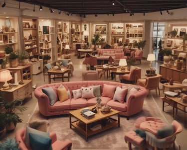 A modern retail store with a sleek glass facade located inside a shopping mall. The store features a vibrant interior with prominent red and pink lighting, creating a contemporary and dynamic appeal. The entrance is spacious and welcoming, with clear visibility of products displayed inside.