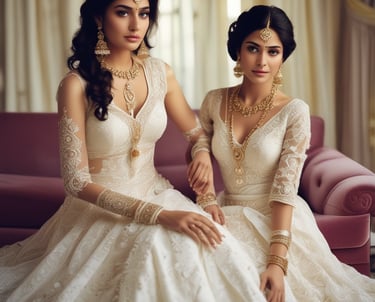 A multi-level shopping mall interior with various illuminated store signs, including those for a burger place and fashion brands. Decorative vertical hanging elements create an artistic effect. Warm ambient lighting complements the overall modern design.
