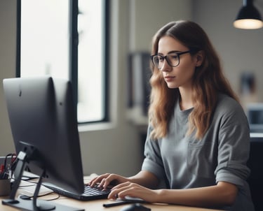 woman working at desktop computer