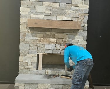 "Rebuilding a natural stone chimney by Profaster in Des Moines, IA."