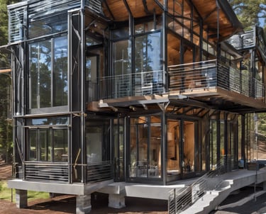 a blue pipe on a yellow and purple wall