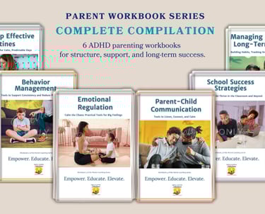 Six ADHD parent coaching workbooks included in the Reset Program Program