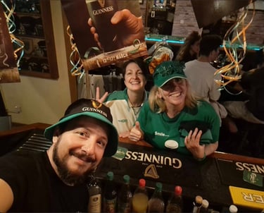 three people at an Irish Pub in Limassol 
