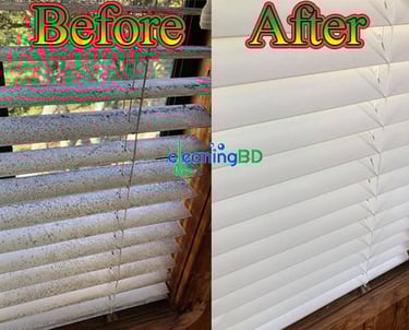 a window with a window blinds