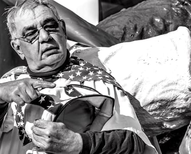 black and white photo of a veteran
