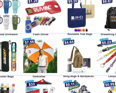 a variety of items that include items such as a promotional gift