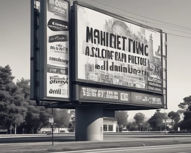 Wooden letters arranged to spell the word 'MARKETING' on a black textured background.