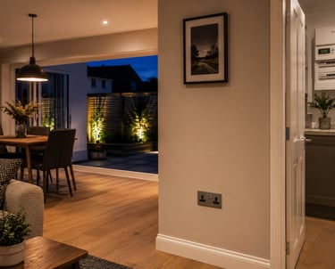Modern UK home with upgraded LED lighting, additional sockets and professionally installed electrical systems.