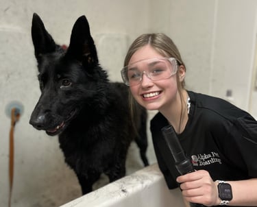 Casey and Tessa at bath and blow out. 