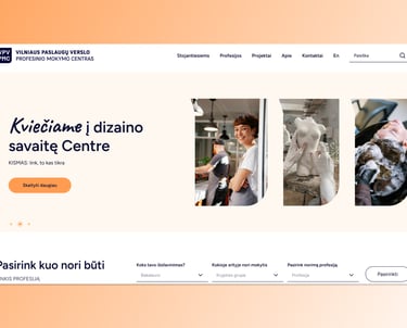 vilniaus paslaugų verlso profesinio mokymo centro tinklapio dizainas
