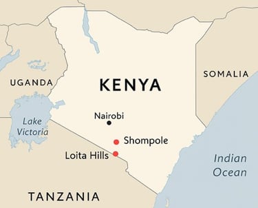 carte du Kenya - localisation des villes de Shompole et de Loita Hills