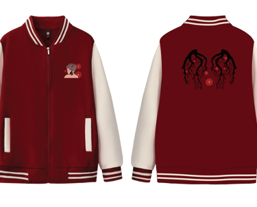Sylus themed LADs varsity jacket black red white