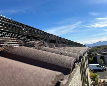 closeup of pigeon proof mesh installed on solar panels fastened with j-hooks in phoenix arizona