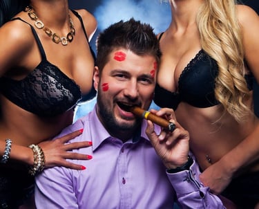 a man and woman smoking cigars in a club