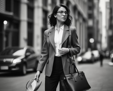 A person poses confidently in a studio setting with a neutral background, wearing layered casual clothing including a coat and scarf. The individual stands with one foot slightly forward, exuding a sense of style and self-assurance.
