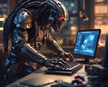 A futuristic webpage design with an animated virtual background.