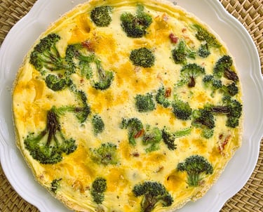 Cheddar and broccoli quiche