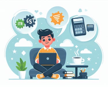 a man sitting on a chair with a laptop and a laptop