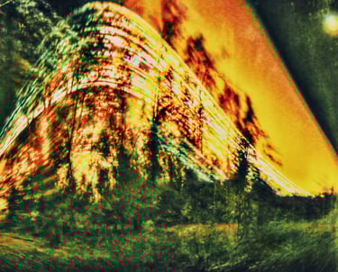 A vibrant painting of a six-month sun trail effect on photo paper.