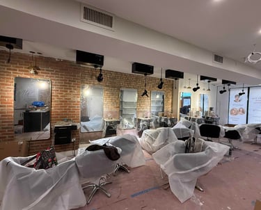 Commercial lighting installation for salon build-out in Reading PA by Brito Electrical