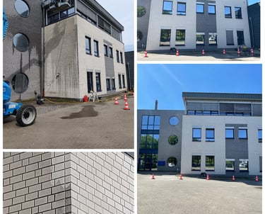 “Gevel reinigen en impregneren bedrijfspand in Gladbeck, Duitsland”