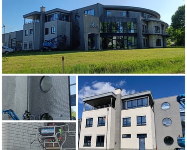 “Gevel reinigen en impregneren bedrijfspand in Gladbeck, Duitsland”