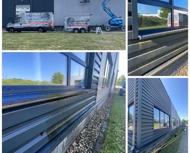 “Gevel reinigen en impregneren bedrijfspand in Gladbeck, Duitsland”