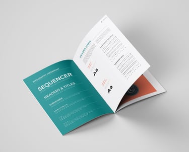 Mockup of brand manual, showcasing Font System for URBAN LEVEL