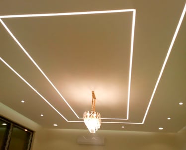 Modern Gypsum Ceiling Design with Shadow Gap and Hidden LED Lighting for Homes, Villas, Offices and
