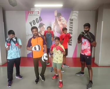 Professional Muay Thai and boxing training zone at FitX1 Bangalore for kids and adults.