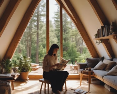 Maison A-Frame moderne en bois au milieu de la nature
