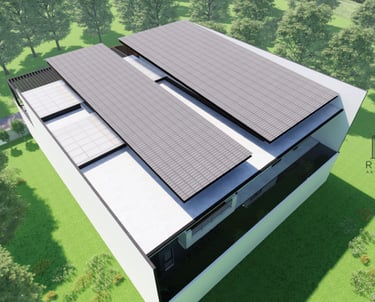 Eksterior rumah Mrs. Fitri di Tasikmalaya, rancangan Raga Architect, menonjolkan atap datar modern