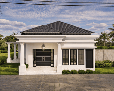 Rumah minimalis modern dengan jendela besar