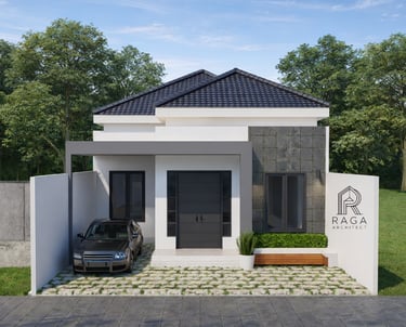 Desain Eksterior Rumah Tinggal Modern Palangkaraya karya Raga Architect