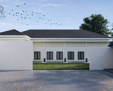 Taman depan hunian tropis modern karya Raga Architect untuk Mr. Rico di Lampung