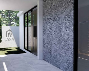 Hunian modern 2 lantai dengan fasad kaca besar