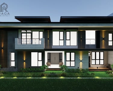 Hunian dua lantai modern tropis karya Raga Architect untuk Mrs. Fitri di Tasikmalaya, dengan fasad k