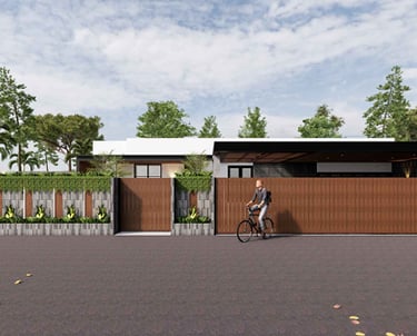 Hunian mewah milik Mr Reza di Bukit Tinggi, berlantai dua dengan kolam renang outdoor dan taman trop