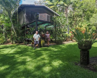 Man and woman in garden at home