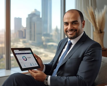 Optifleets CEO showing fleet management app in Cairo Headquarters