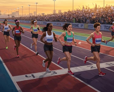 a group of people running on a track