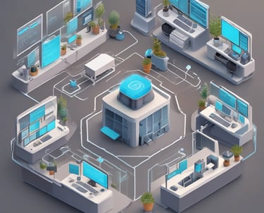 A hand is holding a smartphone displaying a smart lighting app. The screen shows controls for 'Living Room lights' with brightness set at 70%. The app has a minimalist design with a dark background and a central yellow circle indicating the brightness level. Part of a blurred plant and a bright round light are visible in the background.