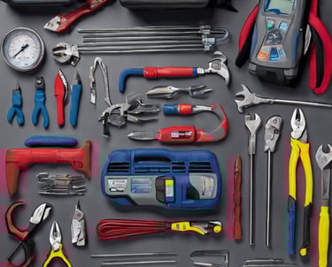 selective focus photography of mechanics tool lot