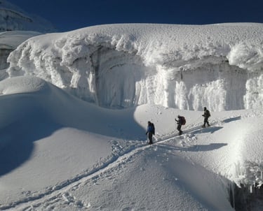 rope team descending from Cotopaxi
