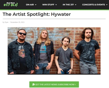 Hywater news article on The Artist Spotlight