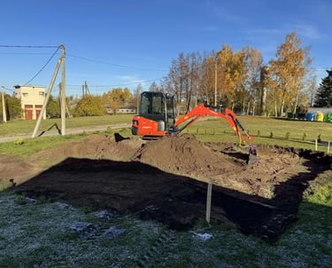 grunto nukasimas, ruosiamas pagrindas namo statybai, poliu grezimui, betonavimui, rostverkas
